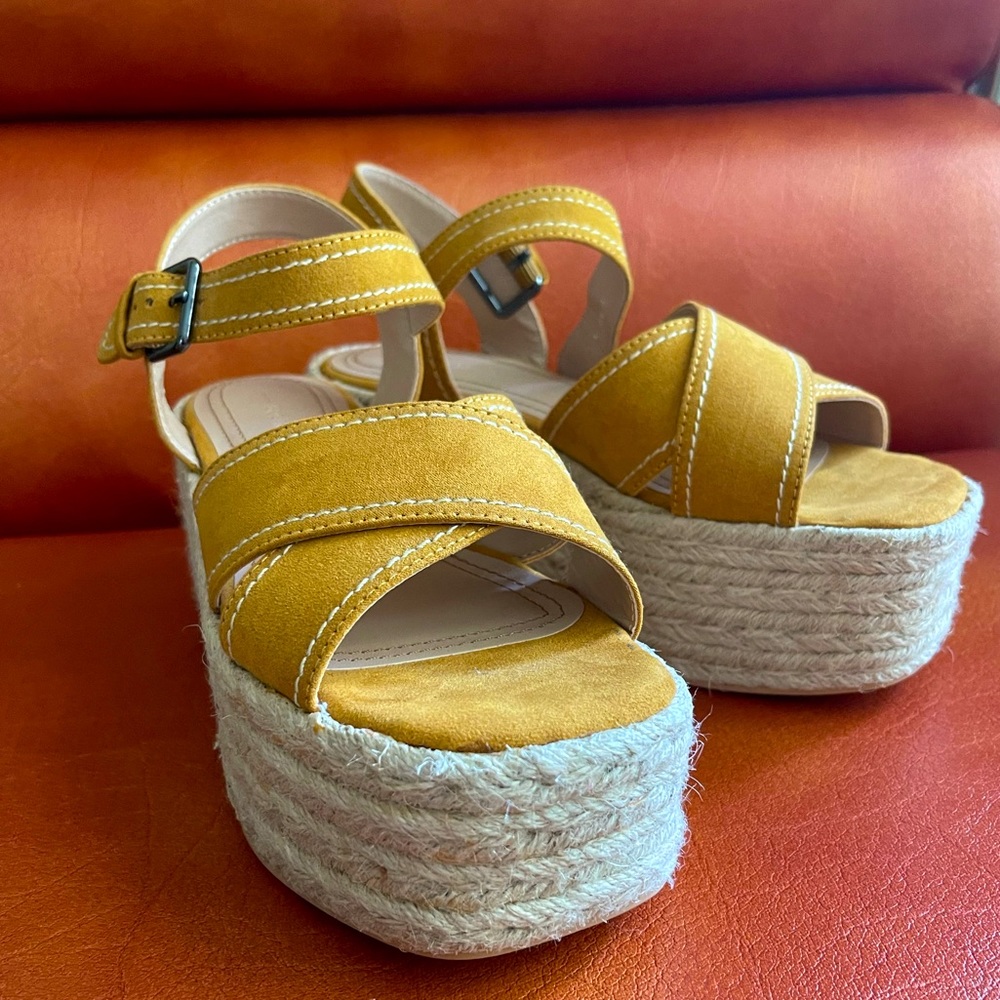 COPY - Size 6.5; Mustard color Platforms by Bershka